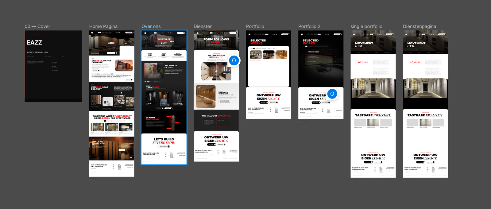 Website redesign in Figma met feedback-comments van de klant
